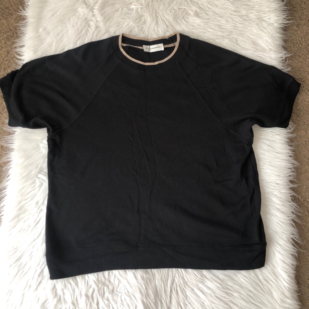 Vintage black shirt sleeve blouse, XL